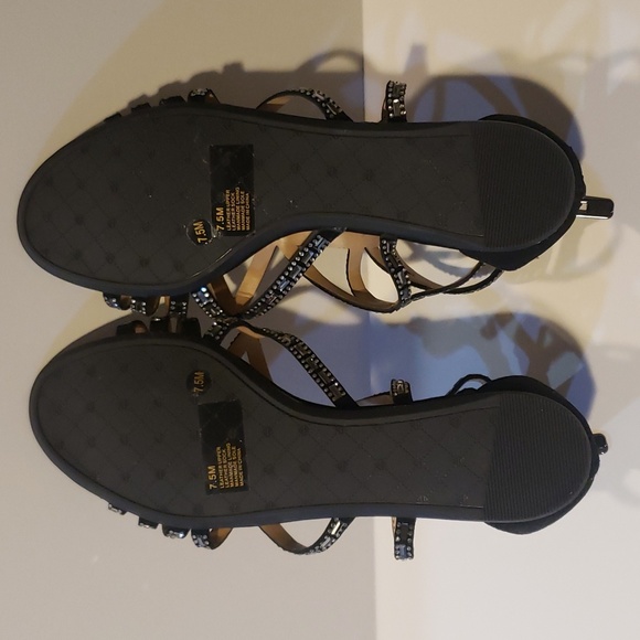 ANTONIO MELINA BLACK & SILVER EMBELLISHED STRAPPY GLADIATOR FLAT SANDALS ZIPPER - Picture 8 of 9